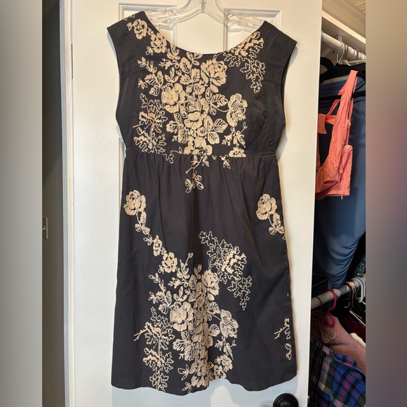 J. Crew Mirabel Gray Cream Embroidered Floral Dress - Picture 1 of 3